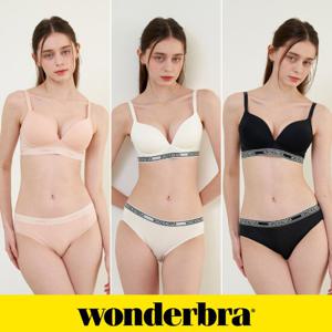 [Wonderbra] 스포츠 아웃밴드 노와이어 브라팬티 6종세트 베이지+화이트+블랙 WBW4M232425A_T