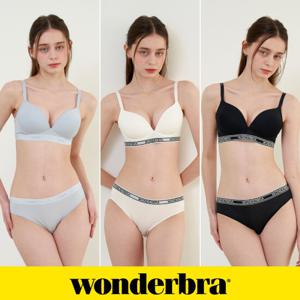 [Wonderbra] 스포츠 아웃밴드 노와이어 브라팬티 6종세트 블루+화이트+블랙 WBW4M222425A_T