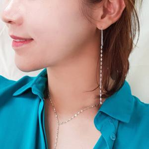 [바이진주리본] 플렛체인실버롱 / 925 은 귀걸이SE