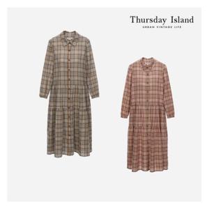 [써스데이아일랜드][Thursday Island] 셔츠 카라 체크 원피스(T2