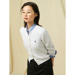 [빈폴레이디스] [Essential] 코튼 슬림 케이블 라운드넥 카디건  화이트 (BF515AE041)