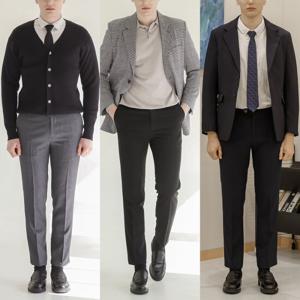 남자 봄 여름용 히든밴딩스판정장바지(30-38사이즈)3종세트(블랙,네이비,헤링본그레이)