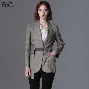 EnC 벨트 포인트 체크 자켓