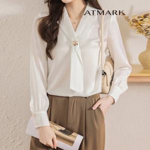 ATMARK 프렌치타이넥블라우스+브로치SET_AA51BL003G