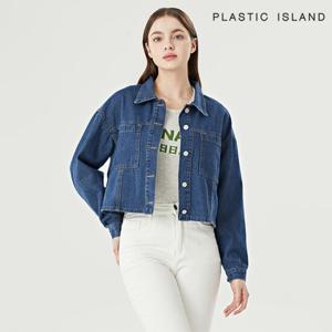 플라스틱아일랜드 데님 카라 크롭자켓(PQTWJ004)