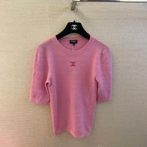 당일출고 23B 샤넬 CC로고 스트라이프 핑크 반팔 니트 38사이즈 P75749 K10857 NQ676