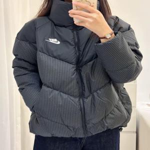 나이키 우먼스 NSW 써마핏 윈드푸퍼 체크 패딩 자켓 블랙 FD8212-010