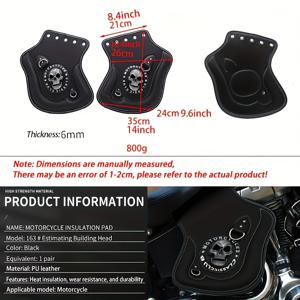 TEMU 1쌍 블랙 PU 가죽 열 방지 안장 방패 디플렉터, Harley Sportster XL883 1200 투어링 다이나용 - 해골 디자인, 쉬운 설치, 내구성 및 열 절연, Harley 액세서리