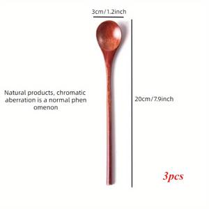 TEMU 3개 세트 나무 숟가락, 긴 손잡이가 있는 나무 커피 숟가락, 긴 손잡이가 있는 나무 저어용 숟가락, 나무 티스푼, 주방용 나무 저어용 숟가락
