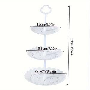 TEMU 3피스 우아한 화이트 3단 디저트 스탠드 세트, 꽃무늬 장식 - 컵케이크, 과일, 사탕에 적합 | 결혼식, 생일, 티 파티, 디저트 테이블 디스플레이 세트용 식품용 플라스틱 서빙 트레이