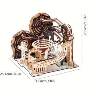 TEMU 모터가 장착된 3D 나무 퍼즐 마블 런 키트 - 창의적인 기계 모델 세트, 두뇌 자극 및 퍼즐, 할로윈, 크리스마스, 추수감사절 선물에 이상적, 블랙