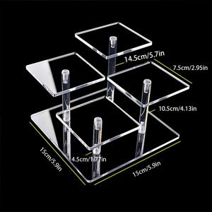 TEMU 1개 글램 스타일 아크릴 디스플레이 스탠드, 투명한 사각형 다단계 오가나이저, 화장품, 향수, 수집품, 골동품, 보석, 가정 및 사무실 장식용