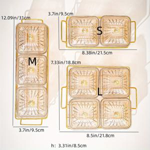 TEMU 고급스러운 호박색 골드 트림 스낵 서빙 세트 - 결혼식, 생일, 졸업식, 축제용 12인치 플라스틱 건조 과일 & 견과류 그릇, 비즈 장식, 작은 음식 접시