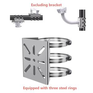 TEMU 1개 범용 스테인리스 스틸 벽걸이 브래킷, Hikvision, Dahua, 옥외 감시, 가로등 기둥과 호환 - 3개의 강철 링이 있는 내구성 있는 기둥 장착 릴레이 플레이트
