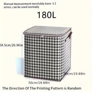 TEMU 대용량 보관 가방 1개, 이불 보관용, 하운드투스 패턴 부직포 모바일 백, 이불 이동용 바구니, 거실 침실 기숙사 옷장 의류 보관 가방, 이불, 옷, 바지, 담요, 장난감, 간식, 침대 밑 수납