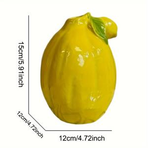 TEMU NJCHARMS 세라믹 과일 화병 - 라운드 레몬 모양의 장식용 화병, 부엌, 책장, 커피 테이블용 - 농가 스타일, 전기/배터리 필요 없음 - 독특한 심미적인 중심 장식물