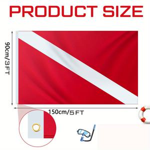 TEMU 1pc 다이빙 플래그 보트 스쿠버 다이빙 플래그, 3 X 5 피트 다이버 다운 플래그, 야외 스쿠버 다이버 플래그, 폴리에스터 배너