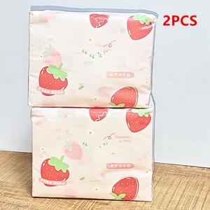 TEMU [2pcs 딸기 디자인 얼굴 티슈] 2pcs 딸기 디자인 얼굴 티슈, 4층 종이 타월, 휴대용 및 편리, 가정, 여행 및 야외 사용을 위한 아름다운 프린트