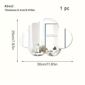 TEMU 1개 빈티지 스타일 아크릴 구름 미러, 귀엽고 낙하 방지, 거실, 욕실, 침실, 어린이 방용 - 휴대 가능, 무취, 가정 장식 벽 거울, 불규칙한 모양, 가로 방향, 플라스틱 표면, 전기 불필요