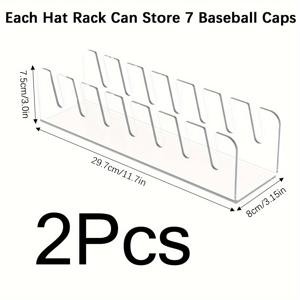TEMU 2개 아크릴 모자 정리대, 야구 모자용 - 14개 수납, 트럭 운전사 & 골프 모자용 설치 없는 스탠드, 옷장 & 침실 수납용 투명 디스플레이 랙