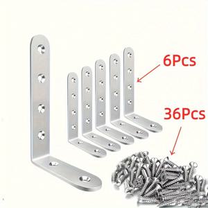 TEMU 42개 세트 중럭 스테인레스 스틸 L자 모양 코너 브라켓과 36개 나사 - 선반 지지용 산업용 등각 브라켓
