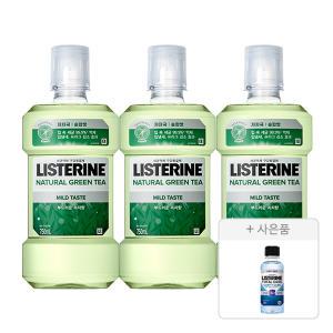 리스테린 그린티 마일드, 750ml, 3개 + 증정(캐비티케어 마일드, 100ml, 1개)
