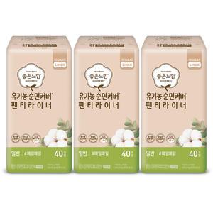 좋은느낌 유기농순면 라이너, 일반, 40P, 3개