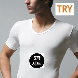 [트라이] U넥 티셔츠 남성 반팔 런닝( 90부터 115까지) 5매