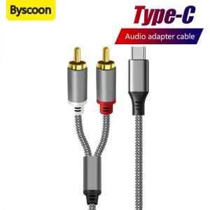 y젠더 y잭 이어폰 마이크 헤드셋 Byscoon USB C RCA 오디오 케이블 2형 스피커 증폭기 화웨이 샤오미 노트