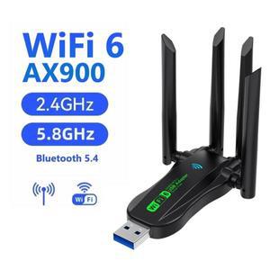 AX900 USB 와이파이 6 블루투스 5.4 어댑터, 2 인 1 동글 듀얼 밴드 2.4G 및 5GHz 와이파이 네트워크 안테