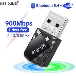 900Mbps USB 와이파이 6 블루투스 5.4 어댑터 2 in 1 동글 듀얼 밴드 2.4G 5G 네트워크 무선 WLAN 리시버