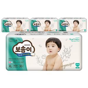 보솜이 리얼코튼 안심 흡수 아기기저귀 오가니크 팬티 남아용 특대형(XL) 120매