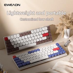 EWEADN MK68 로우 프로파일 스위치 무선 기계식 키보드, 알루미늄 패널 60% 사무실 트라이 모드 USB-C, 휴