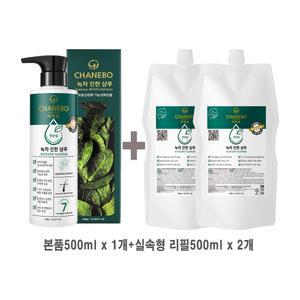 샤네보 녹차진한샴푸 리필팩 세트/지성두피관리/비듬관리/탈모케어/두피냄새 제거/생약성분/세정력좋은샴푸