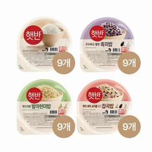 햇반 210g x9개+흑미밥 210g x9개+발아현미밥 210g x9개+잡곡밥 210g x9개 (총 36개)