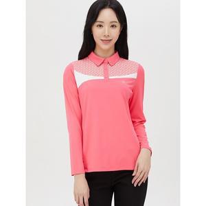 [하프클럽/크로커다일레이디]핑크 기하학 프린팅 카라 티셔츠 CLBSTS206
