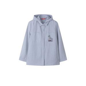 [하프클럽/크로커다일레이디]라이트블루 카라 후드 A라인 오버자켓 CLBMJK203