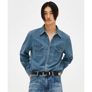 엘무드 LMOOD 테리 데님 셔츠 미들 블루 LSH006GGMD 124120