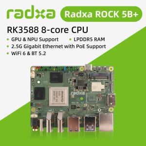 Radxa ROCK 5B+ RK3588 8코어 CPU GPU 및 NPU 지원 8K HDMI LPDDR5 RAM WiFi 6 단일 보드 컴퓨터