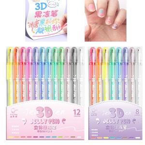 3D 젤리 펜, 8/12 색상 캔디 컬러 잉크 미술 용품 마커, 필기 메모 쓰기용