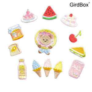 나양 귀여운 곰 자수 패치 GirdBox 가방 다이어리 DIY 아이스크림 의류 스티커