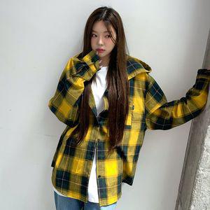 오버핏 플란넬 체크 후드셔츠 2color