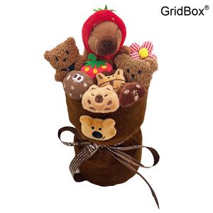 카피바라 인형 꽃다발 발렌타인데이 선물 GirdBox 플러시 장난감 꽃다발 여자친구 베프