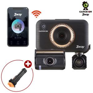 [무료출장장착]캐치온 3WAY 3채널블랙박스 삼성64GB 핸드폰연동 + 멀티라이트 증정