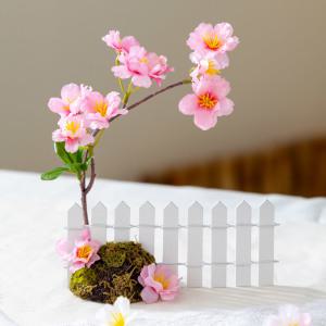 벚꽃엔딩 울타리 화분 17x20cm 인테리어 봄 조화 행사 장식 소품