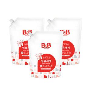 비앤비 유아 세탁 섬유세제 베이비파우더 1500ml 리필형X3개입