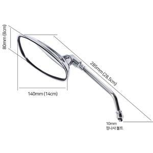 오토바이 크롬 사이드 백미러 10mm 평면거울 좌우 스쿠터 교체 바이크 사이즈 킥보드