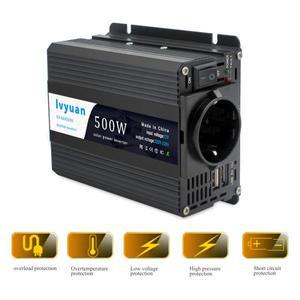 미니 전압 변환기, 자동차 담배 라이터, EU 영국 미국 범용 소켓, DC 12V-AC 220V 100V 전력 인버터, 500W