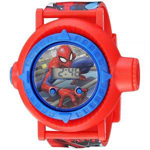 Marvel 스파이더맨 Kids LCD Projection Watch ？ Digital Time Display 10 Image Projections Red Plastic