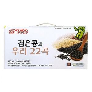 삼육두유 검은콩과 우리22곡 190ml 15입 간식 검은콩두유 음료